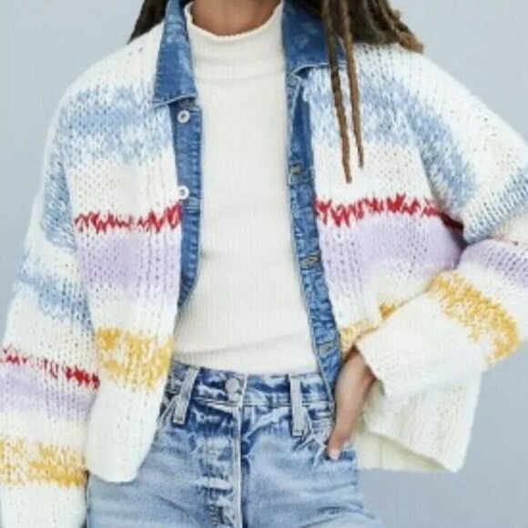 Anthropologie Grazia Chunky Striped Cardigan Sweater- Size XS/S - Picture 2 of 11